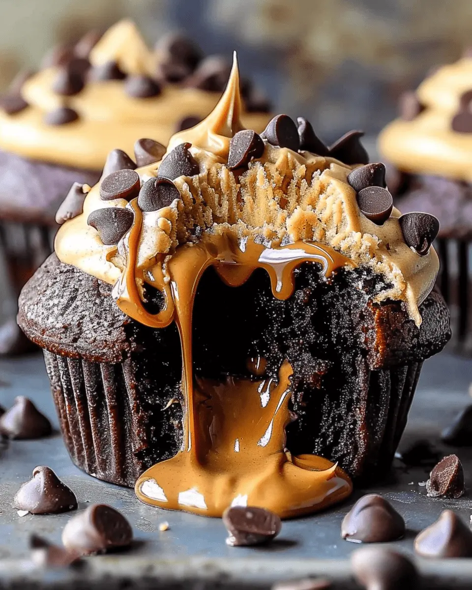 Gooey Peanut Butter Lava Cupcakes