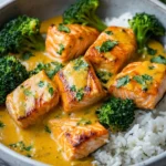 Creamy Coconut Curry Salmon with Tender Broccoli min