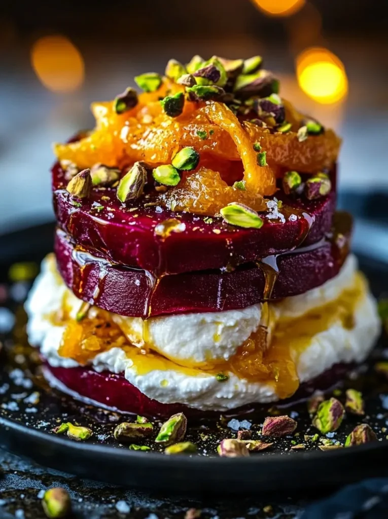 Golden-Beet-Burrata-Stacks-with-Pistachio-Citrus-Zest