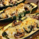 Spinach Mushroom and Ricotta Stuffed Zucchini