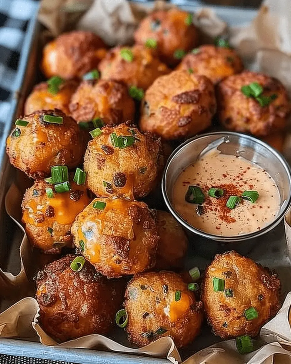 Spicy Crawfish Hush Puppies with Creole Dipping Sauce 