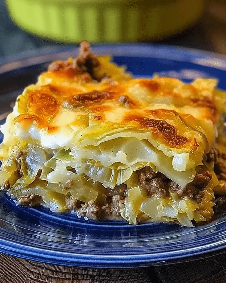 Creamed Cabbage and Ground Beef Casserole 