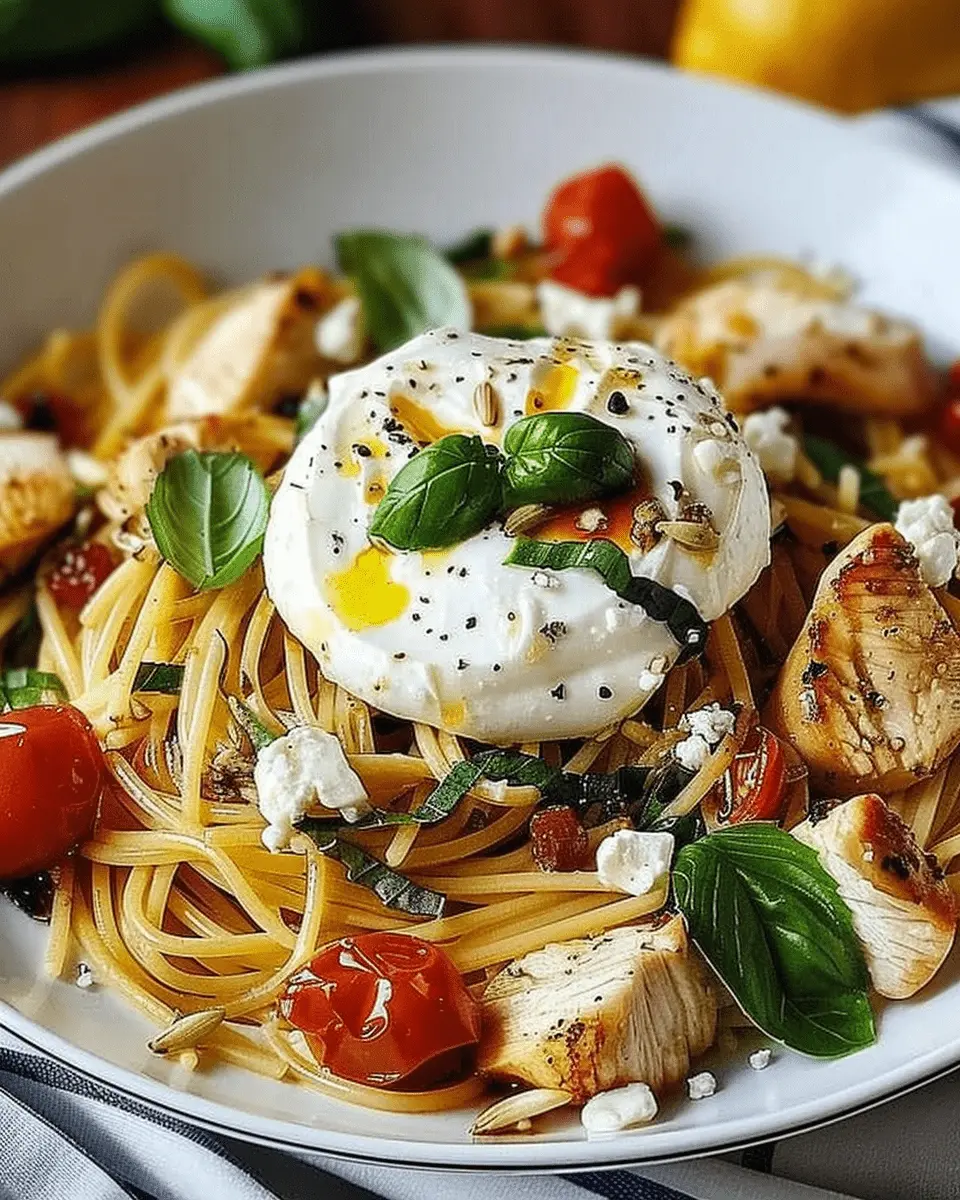 Chicken Spaghetti with Burrata & Lemon Butter Garlic Sauce 8 4 min 1 1