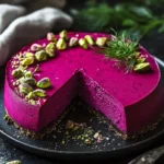 Beetroot Feta Cheesecake with Dill and Pistachio Dust 1