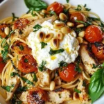 Chicken Spaghetti with Burrata & Lemon Butter Garlic Sauce