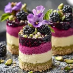 Pistachio & Blackberry Cheesecake Towers