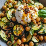 Grilled Zucchini Chickpea Salad with Burrata and Chili Oil