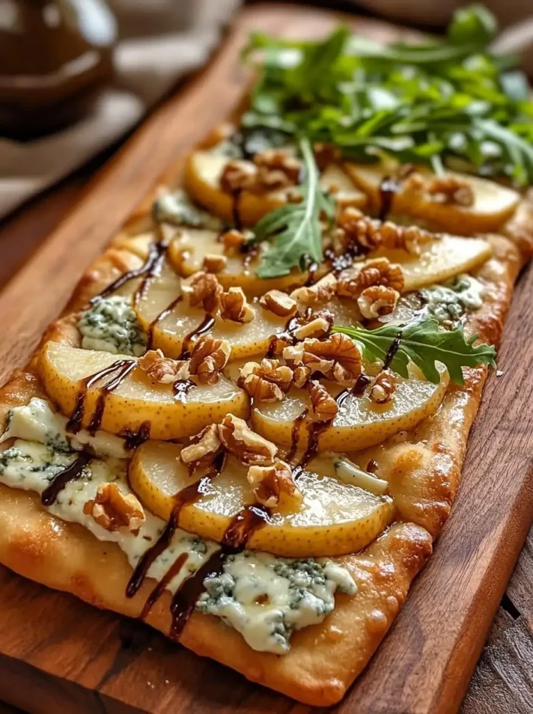 Pear Gorgonzola and Walnut Flatbread