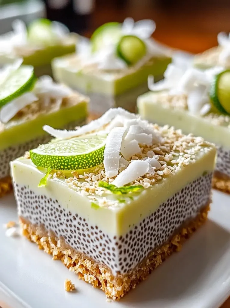 Refreshing No-Bake Chia Pudding Bars with Zesty Coconut Lime Flavor