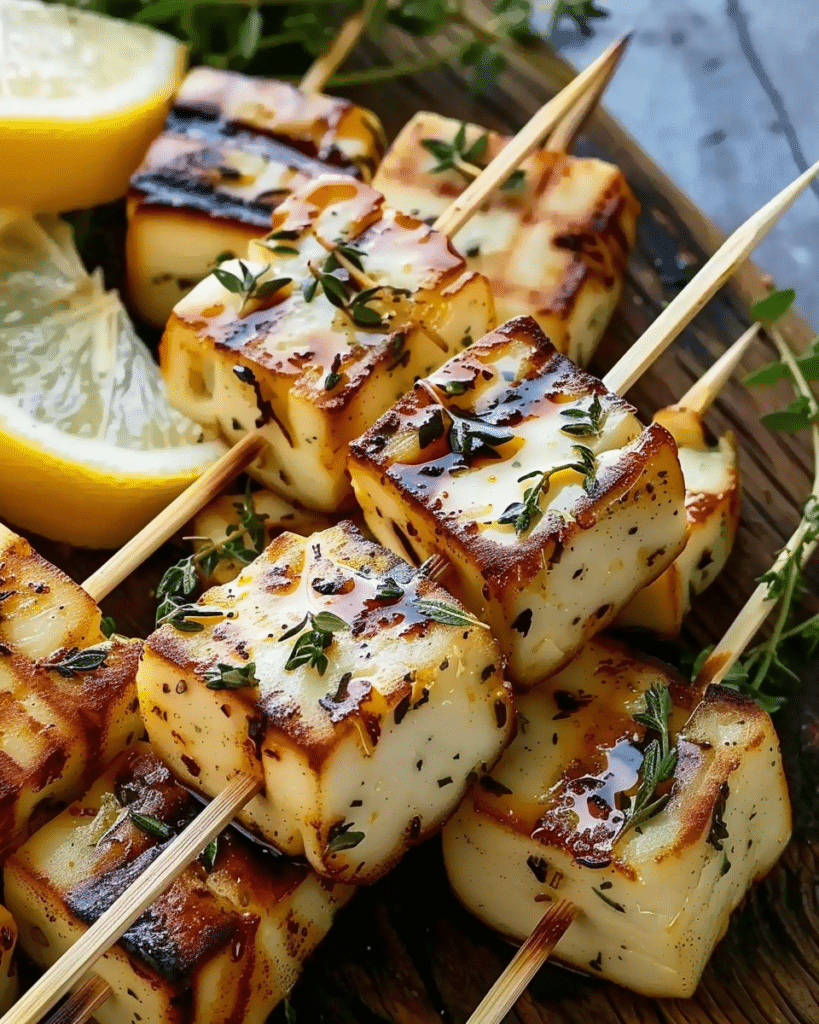 Grilled Halloumi Skewers with Lemon and Thyme1