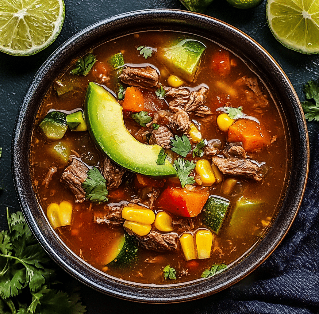 Hearty Mexican Beef Soup for Comforting Meals 4 Serving Suggestion