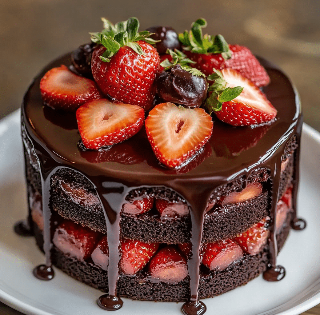 Decadent Chocolate Covered Strawberry Cake Recipe 5 Recipe Introduction Image