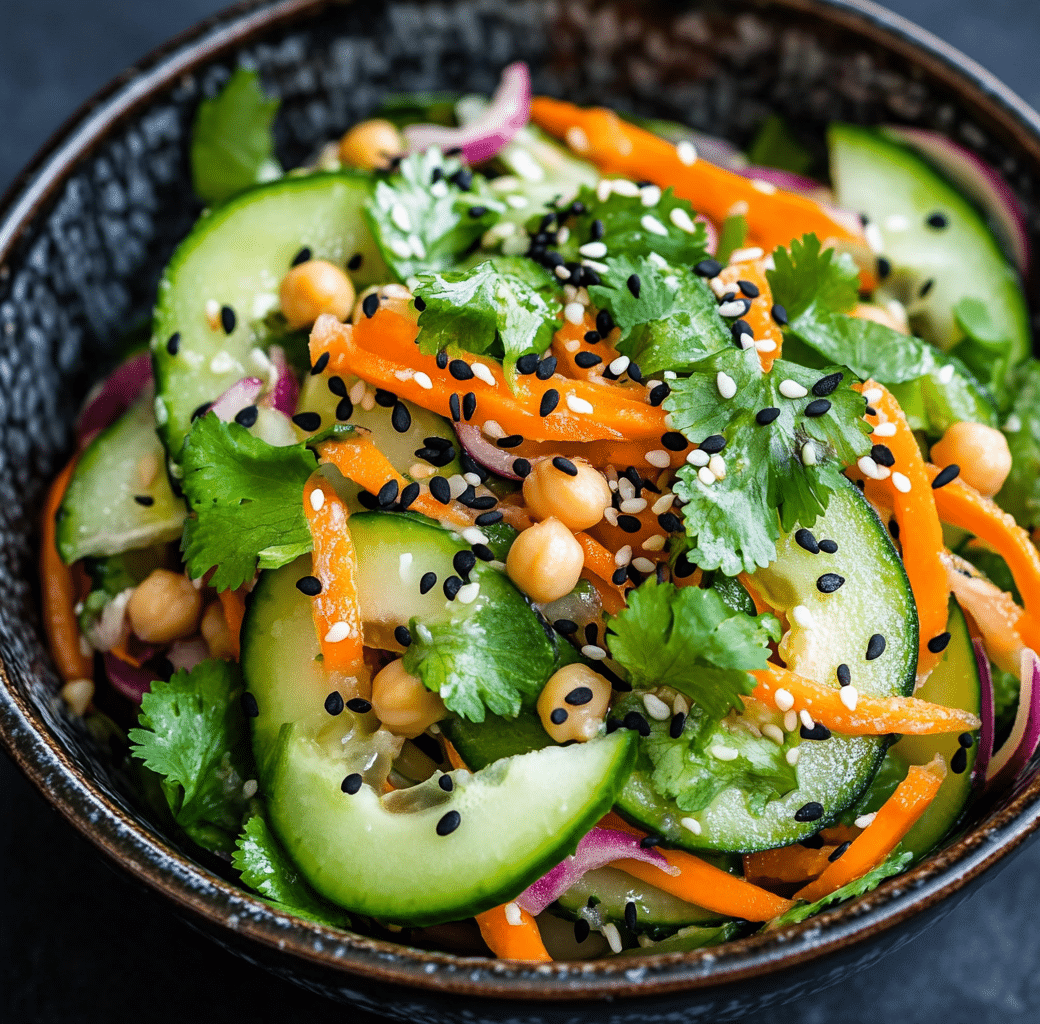 Zesty Asian Cucumber Chickpea Slaw with Sesame Dressing 5 Recipe Introduction Image
