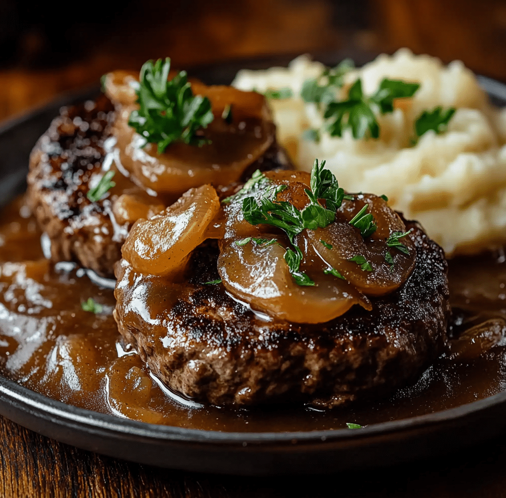 Savory Hamburger Steaks with Onion Gravy Delight 5 Recipe Introduction Image