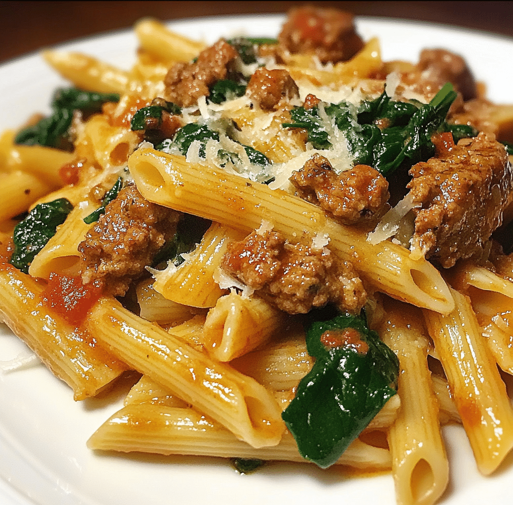 Creamy Garlic Butter Beef Penne with Sausage Delight 5 Recipe Introduction Image