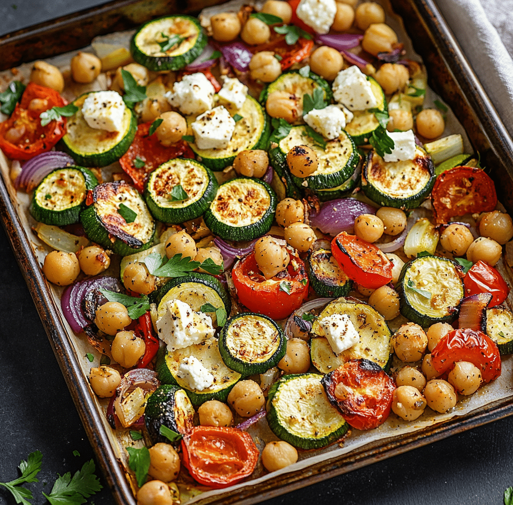 Delicious Sheet-Pan Zucchini & Chickpea Bake with Feta 5 Cooking Process