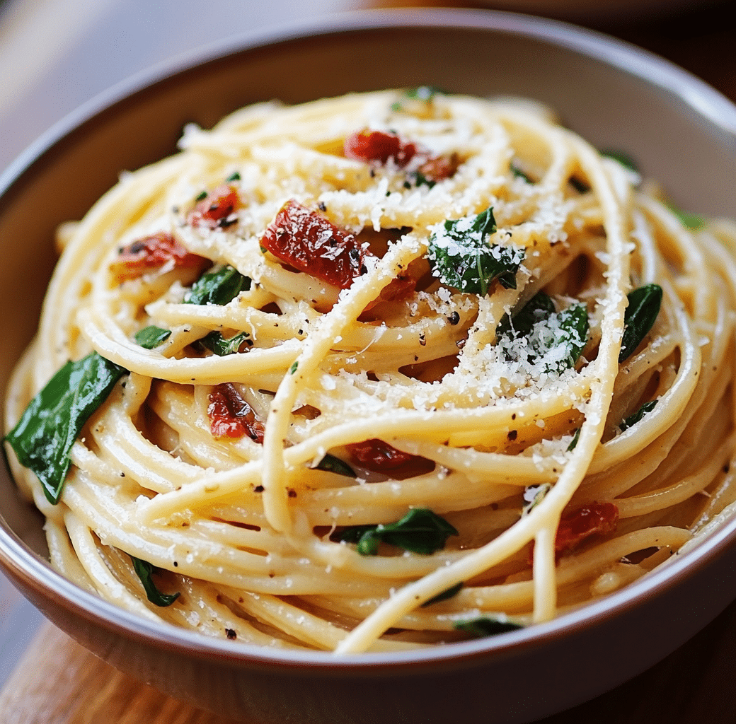 Spaghetti & Spinach in Sun-Dried Tomato Cream Sauce 6 Cooking Process