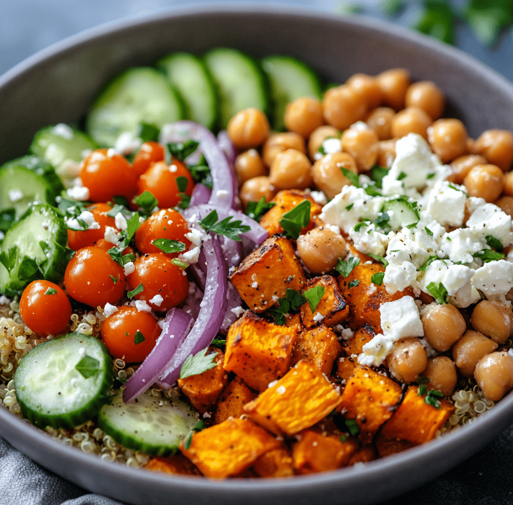 Roasted Sweet Potato & Chickpea Greek Bowl Delight 6 Cooking Process