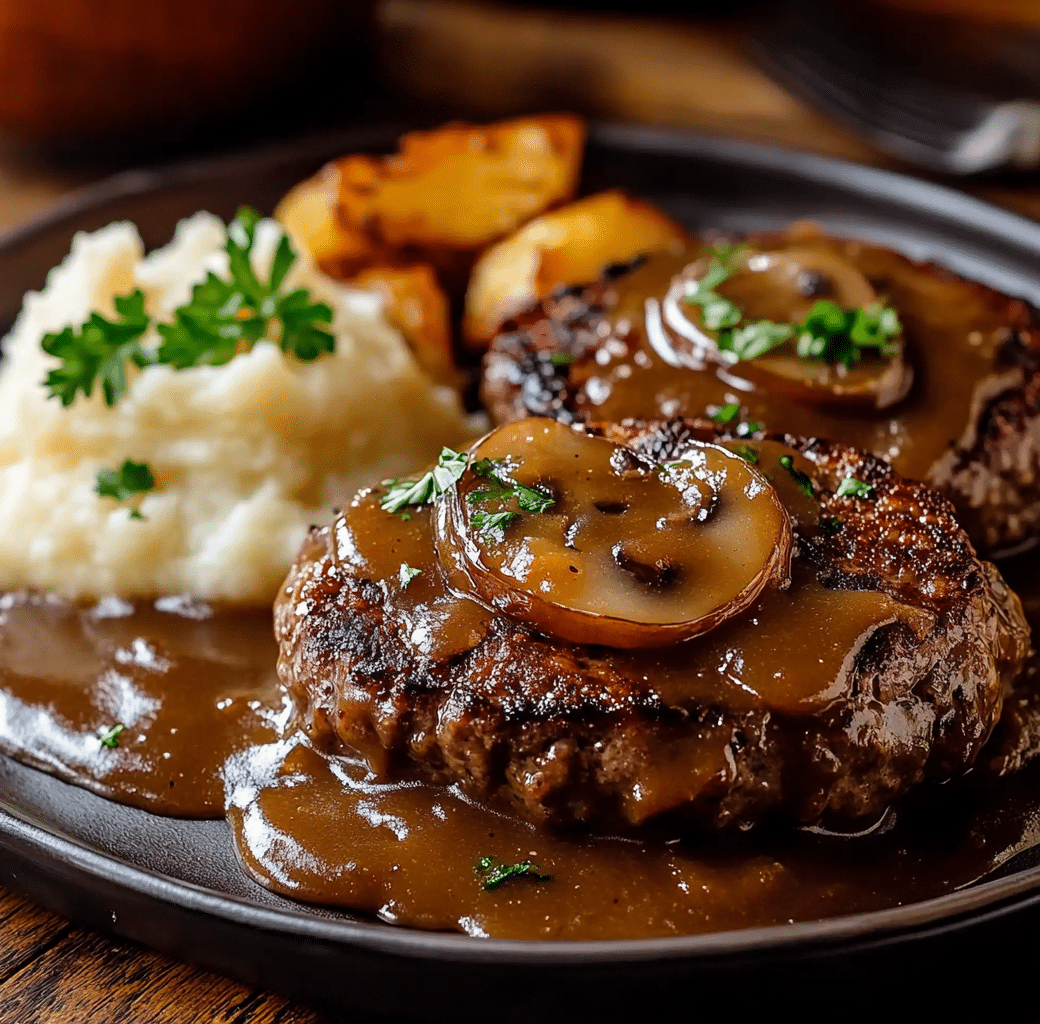 Savory Hamburger Steaks with Onion Gravy Delight 6 Cooking Process