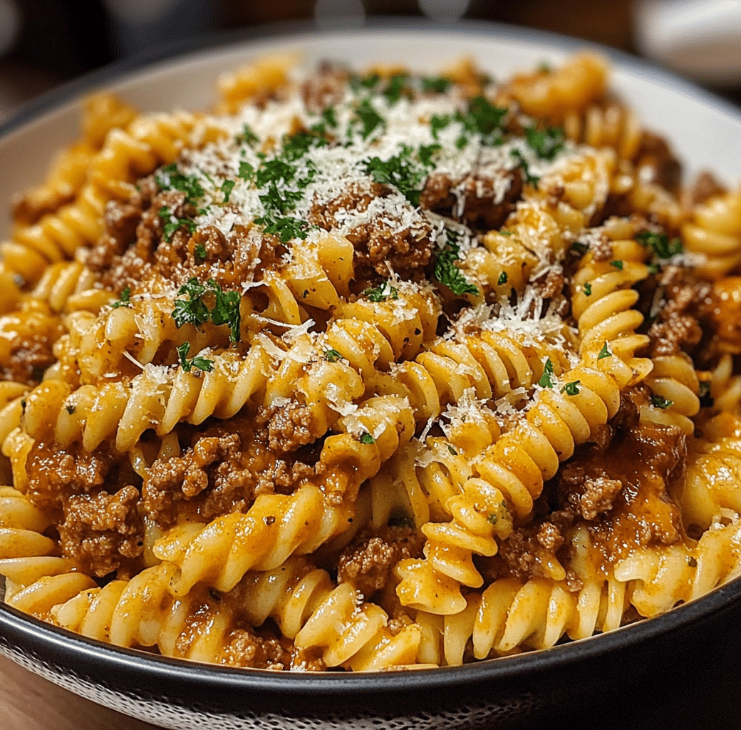 Cheesy Garlic Twisted Pasta with Cajun Ground Beef 6 Cooking Process