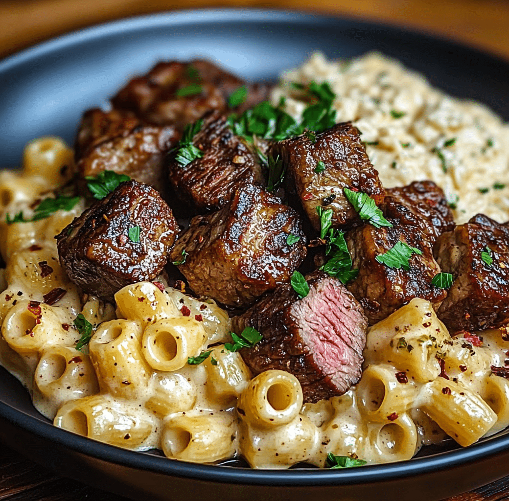 Garlic Butter Steak Bites with Creamy Cheddar Shells 5 Recipe Introduction Image
