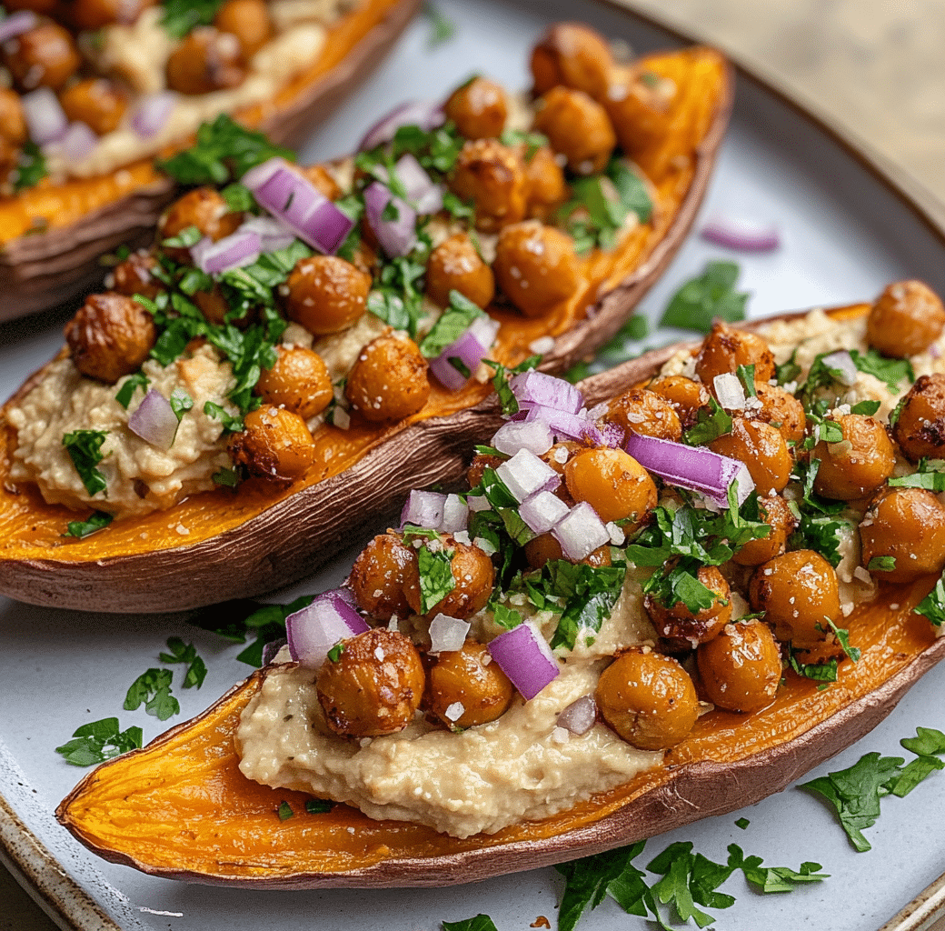 Loaded Roasted Sweet Potatoes with Hummus & Chickpeas 5 Recipe Introduction Image