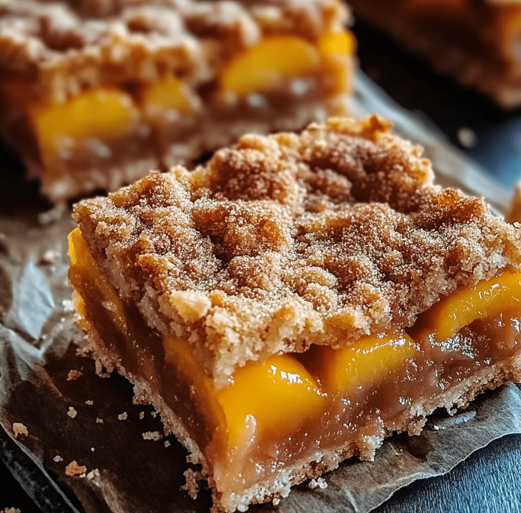 Cinnamon Peach Crumble Bars Preparing to Bake