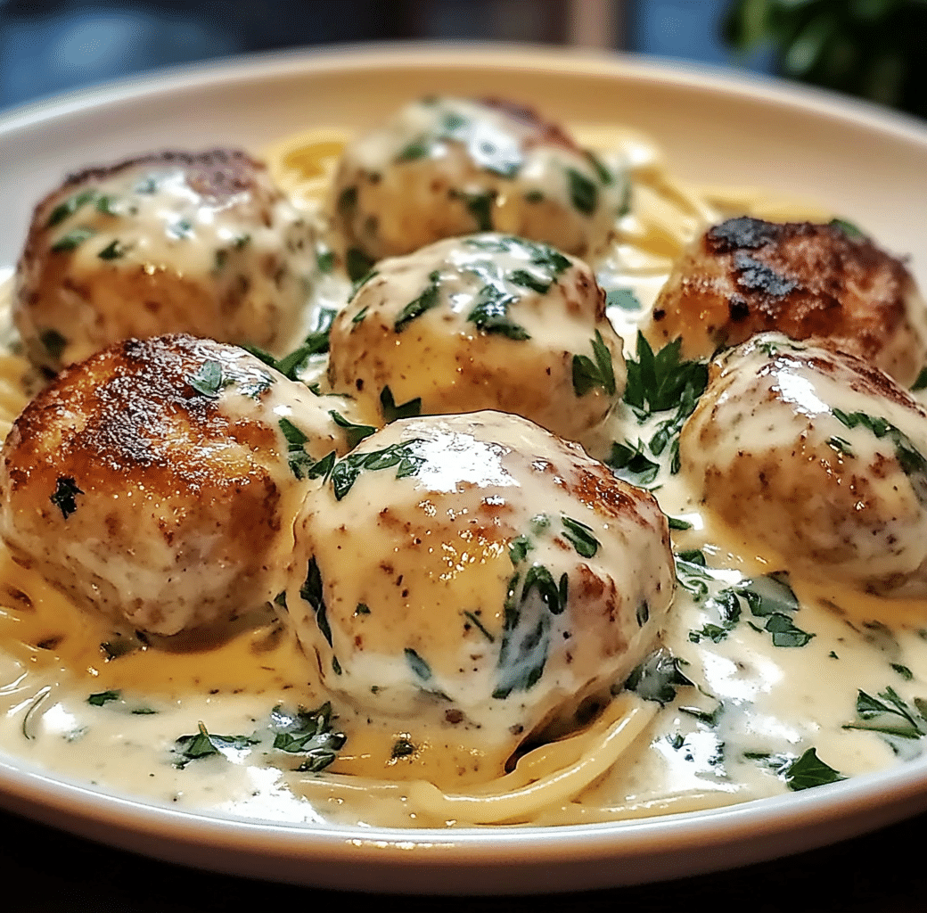 Chicken Ricotta Meatballs with Spinach Alfredo Sauce 5 Recipe Introduction Image