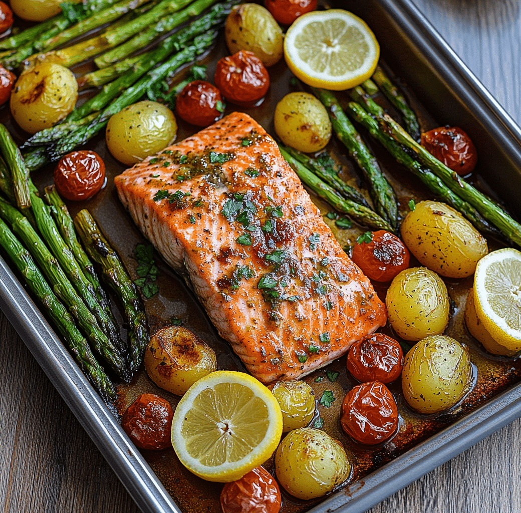 Delicious Sheet Pan Salmon with Potatoes & Veggies 5 Recipe Introduction Image