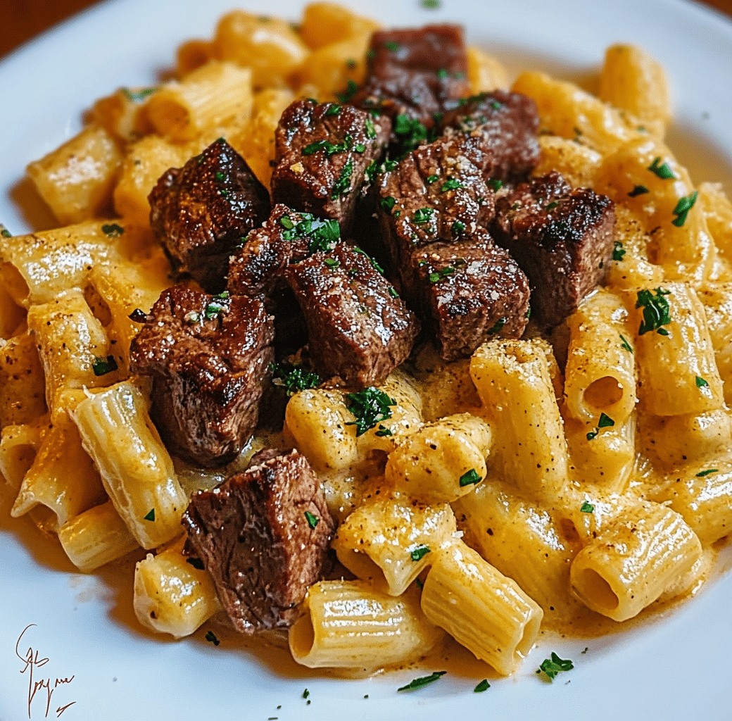 Creamy Rigatoni with Cajun Steak Tips Recipe 5 Recipe Introduction Image