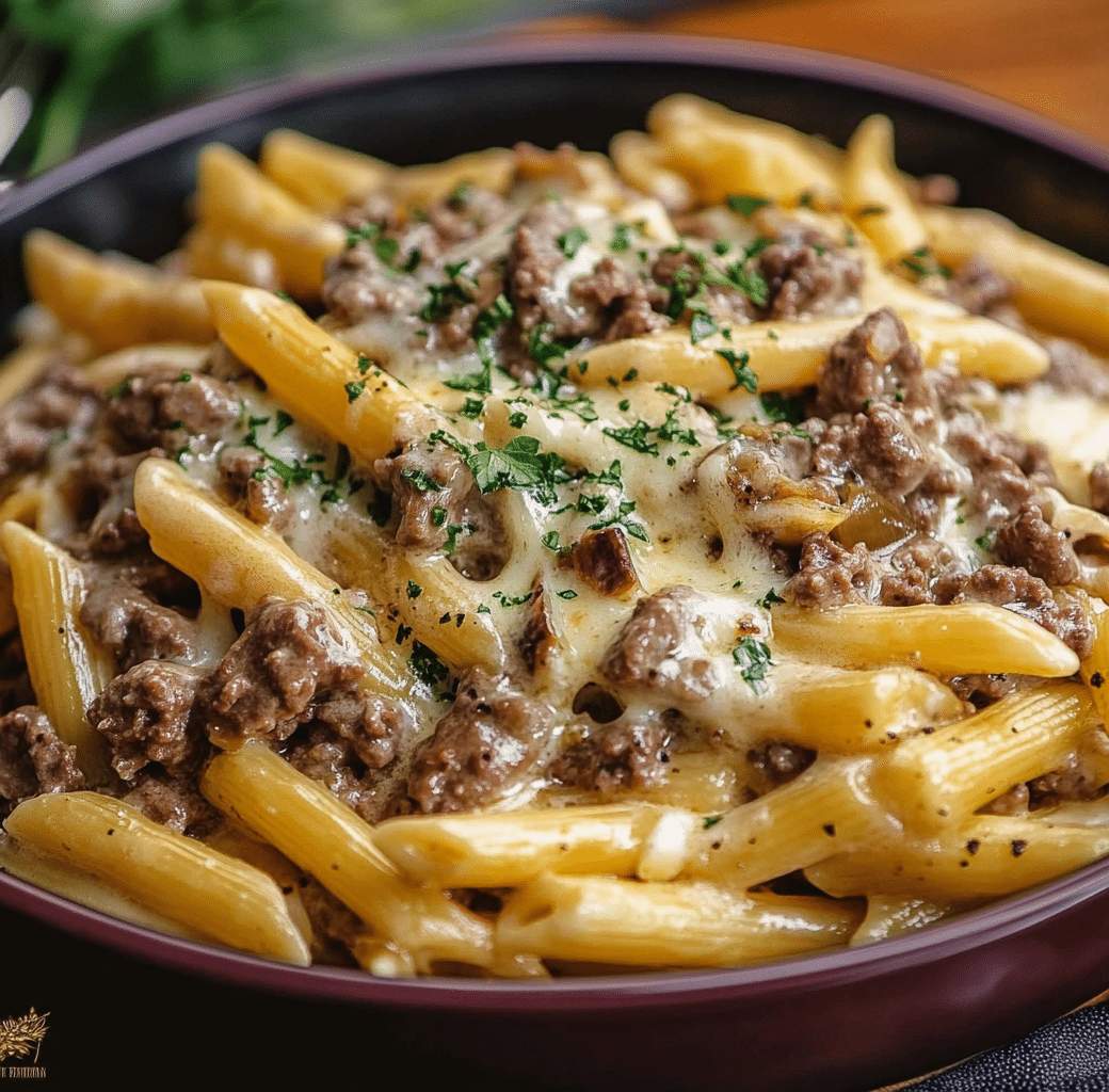 Creamy Velveeta Beef Stroganoff and Penne Pasta Recipe 5 Recipe Introduction Image