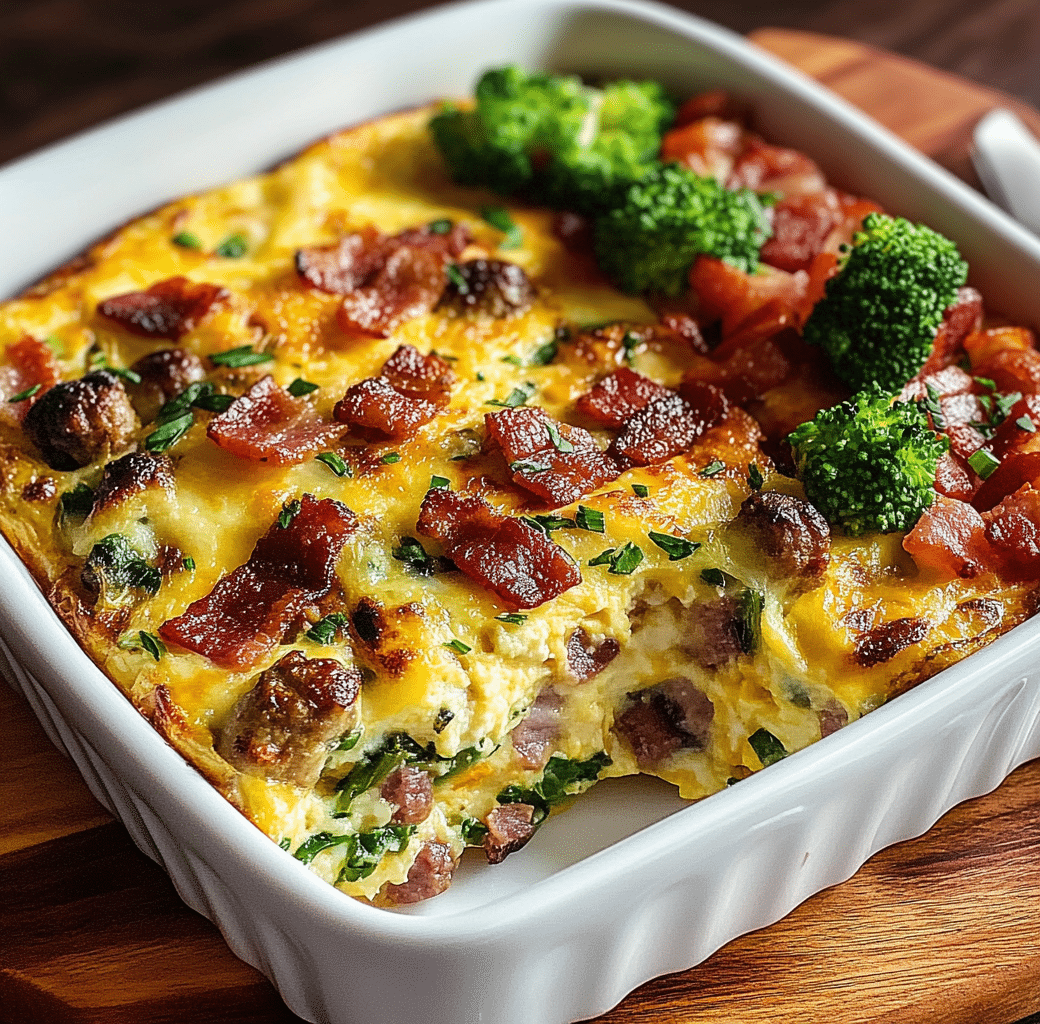 Keto Breakfast Casserole Preparation Image