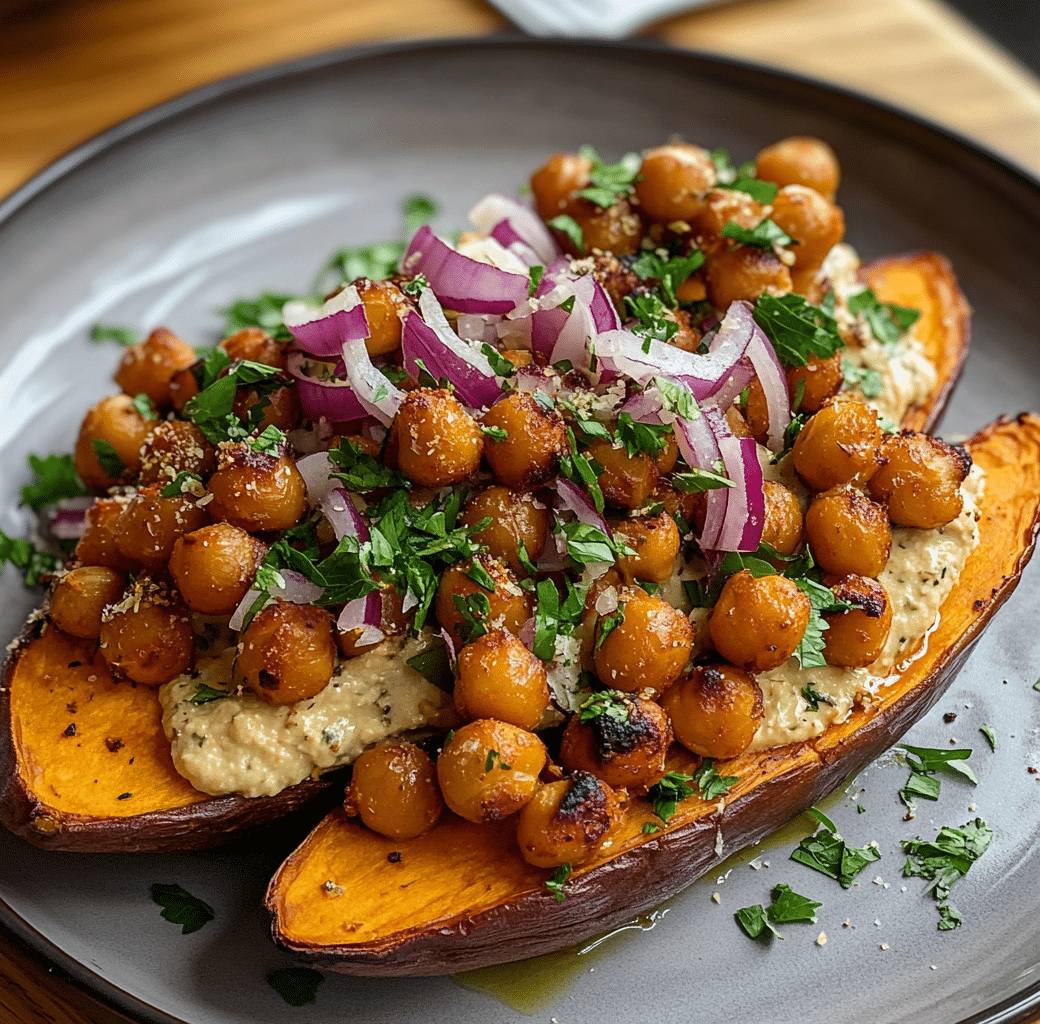 Loaded Roasted Sweet Potatoes with Hummus & Chickpeas 6 Cooking Process