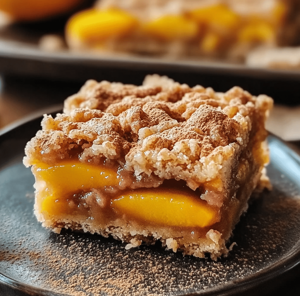 Cinnamon Peach Crumble Bars Cooking Process