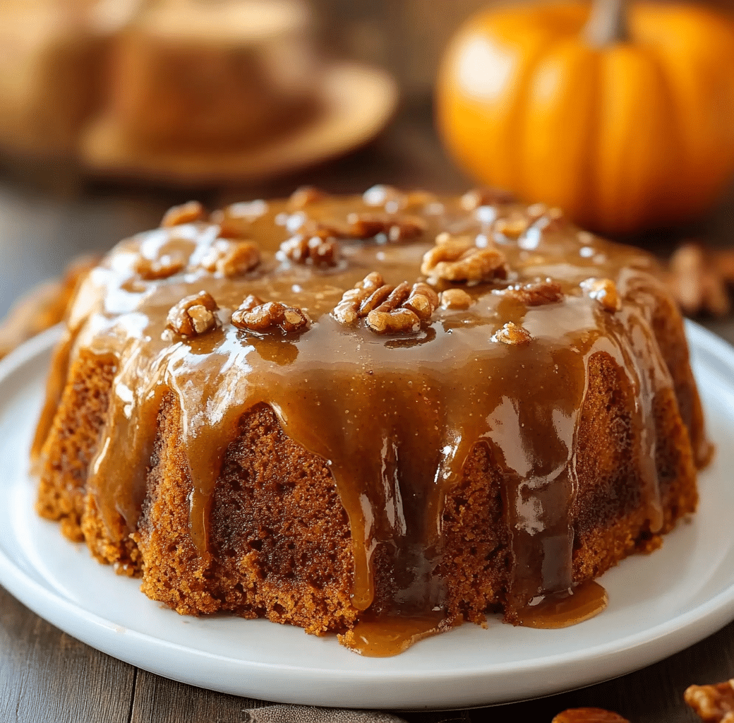 Pumpkin Honey Bun Cake Served