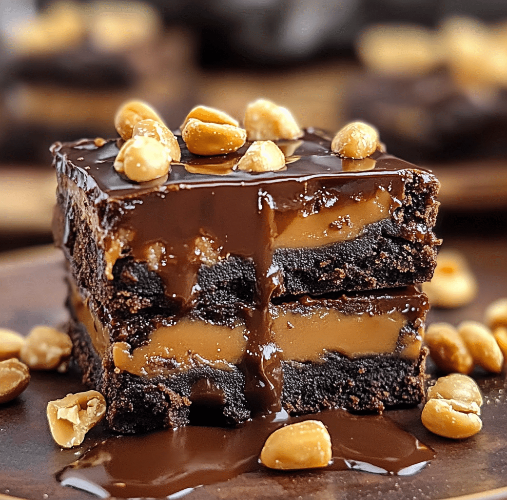 Gooey Chocolate Peanut Caramel Brownie Bars Recipe 6 Cooking Process