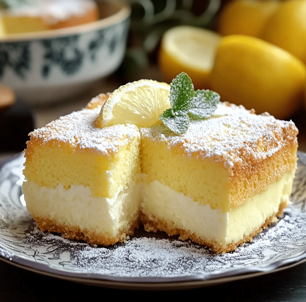 Lemon Custard Cake Serving