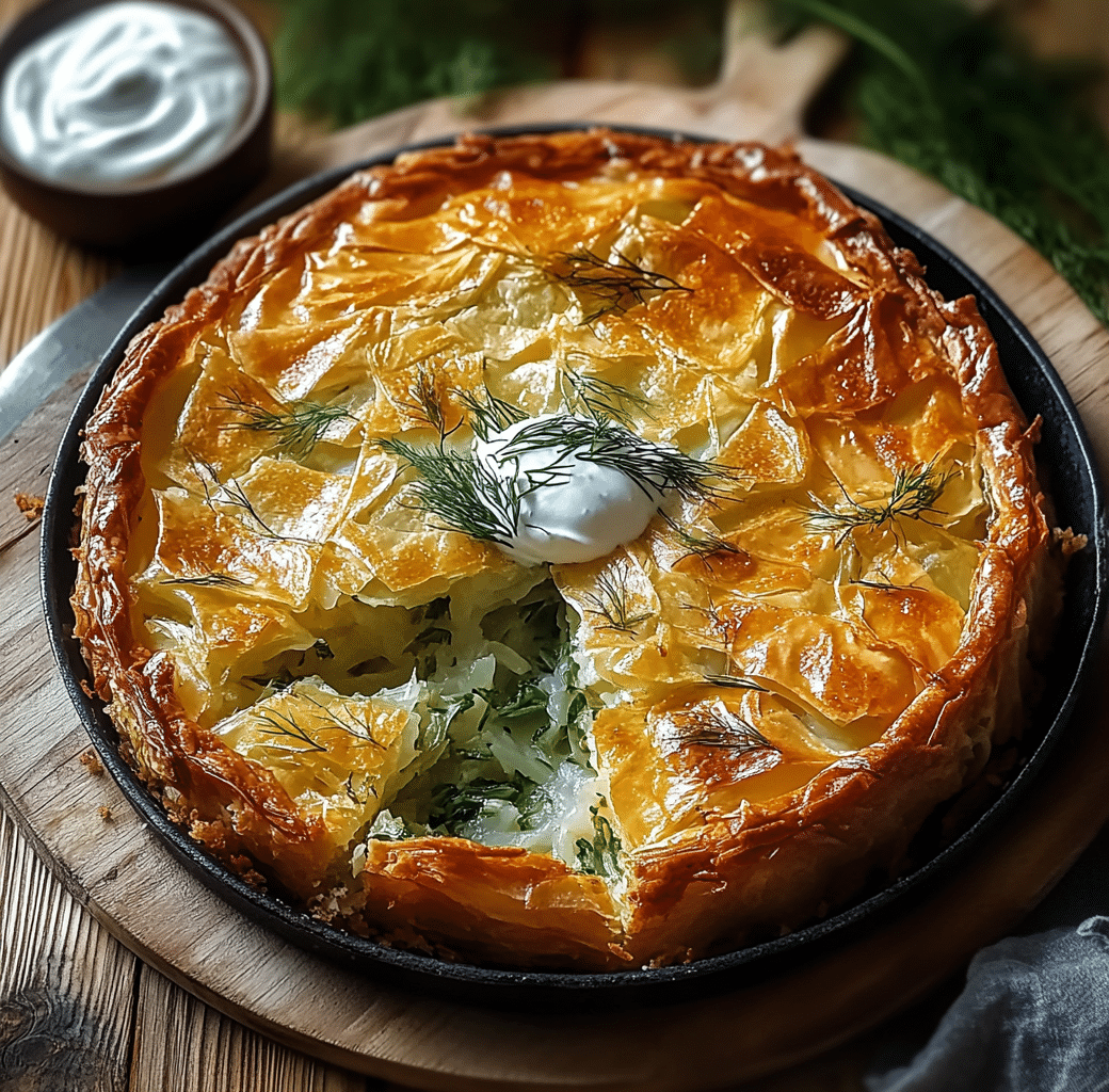 Crispy Cabbage Pie with Dill Cream Sauce Recipe 5 Recipe Introduction Image