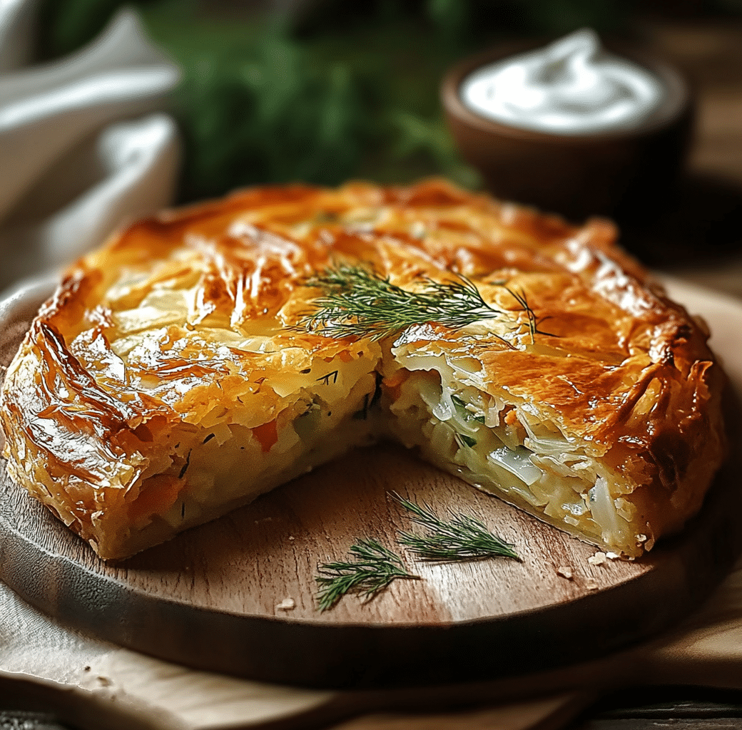 Crispy Cabbage Pie with Dill Cream Sauce Recipe 6 Cooking Process