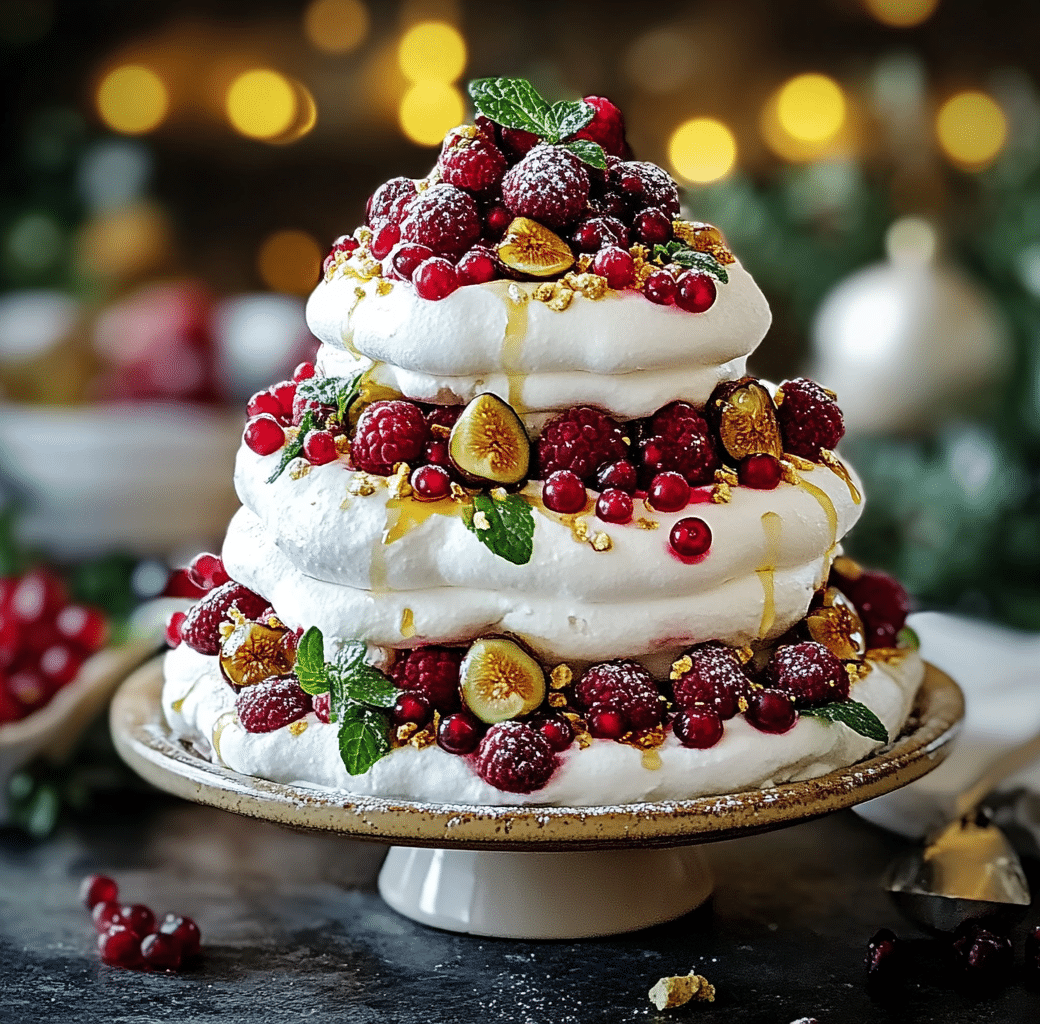Festive Pavlova Tower with Honeyed Figs Delight 5 Recipe Introduction Image