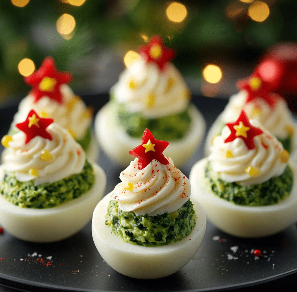 Deviled Egg Christmas Trees Preparation Image
