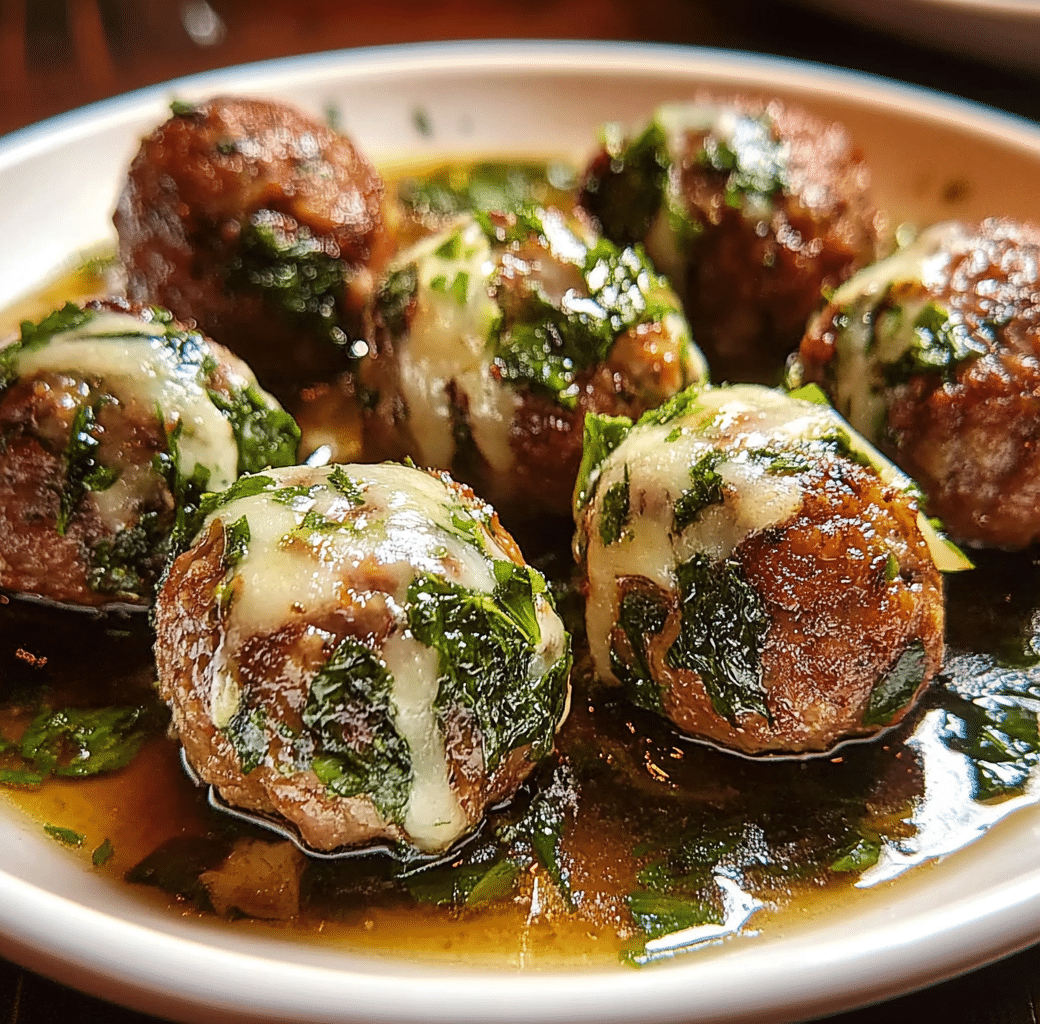 Mozzarella-Stuffed Spinach & Garlic Meatballs Recipe 5 Recipe Introduction Image