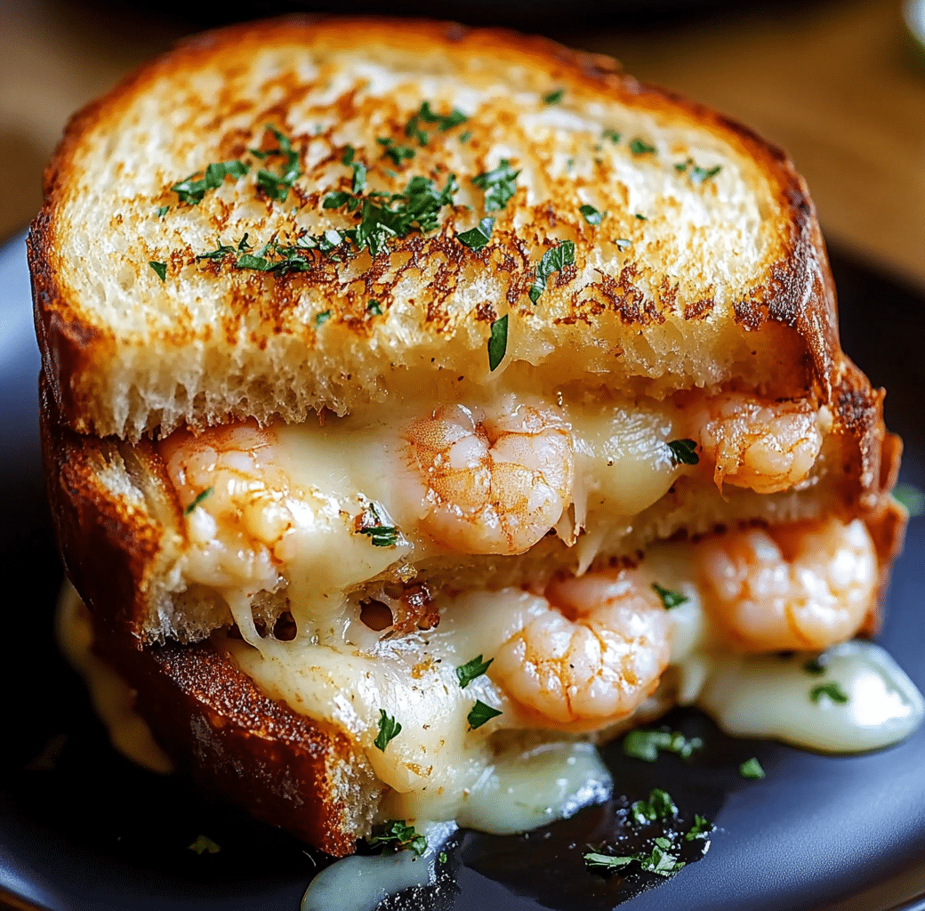 Cheesy Garlic Bread Shrimp Grilled Cheese Delight 5 Recipe Introduction Image
