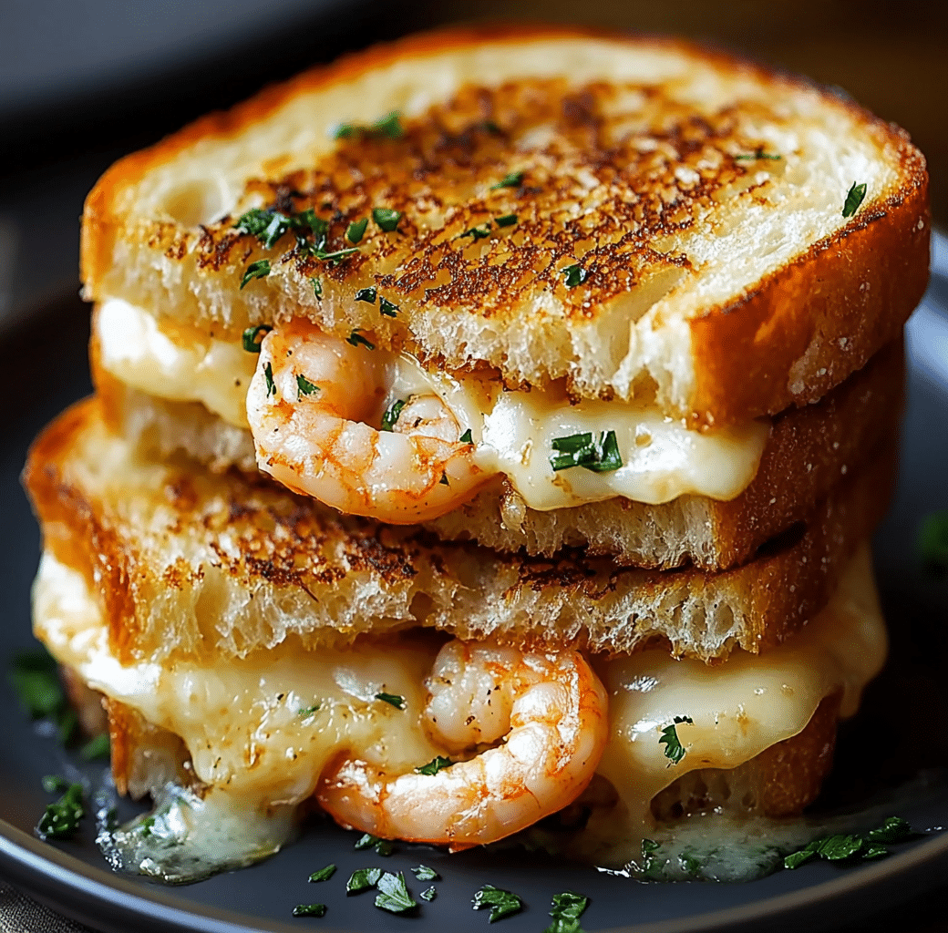 Cheesy Garlic Bread Shrimp Grilled Cheese Delight 6 Cooking Process