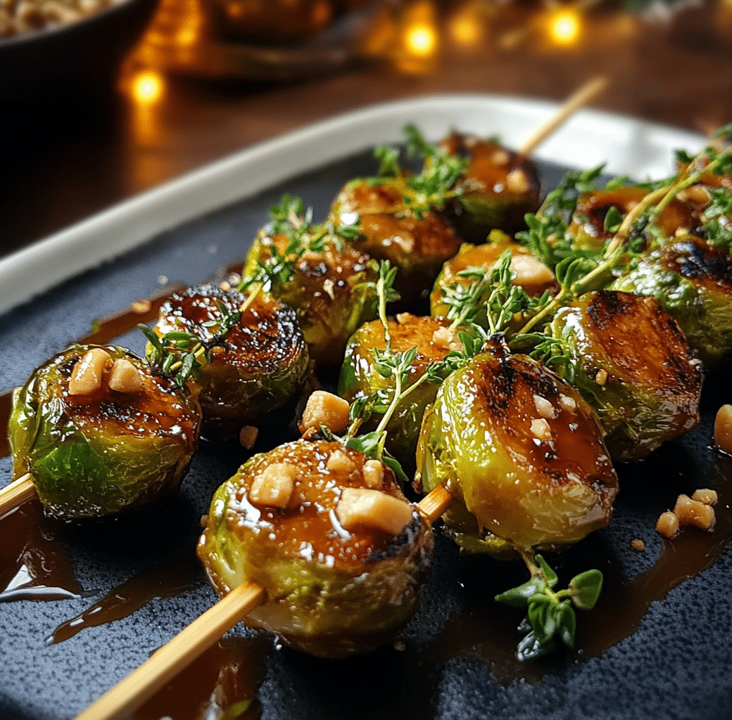Caramelized Brussels Sprouts Christmas Skewers