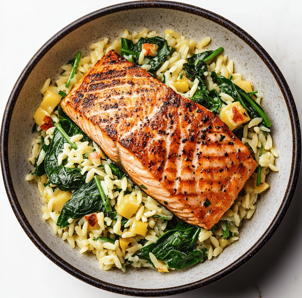 Creamy Lemony Orzo with Seared Salmon Recipe 6 Cooking Process