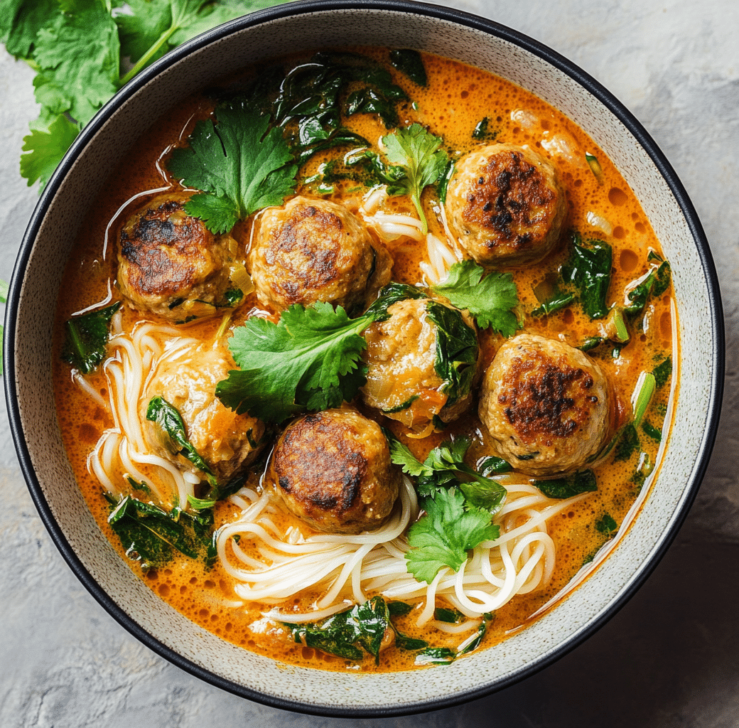 Preparing Ingredients for Thai-Style Chicken Meatball Noodle Soup