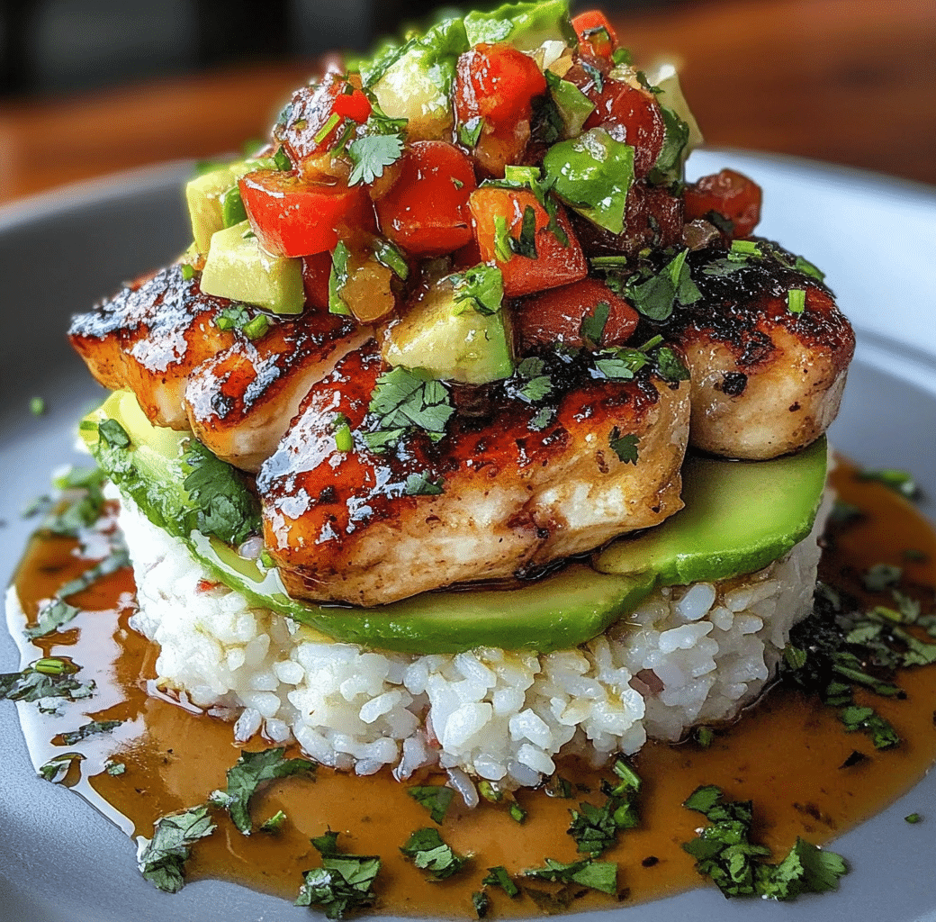 Yummy Honey Lime Chicken and Avocado Rice Stack 5 Recipe Introduction Image