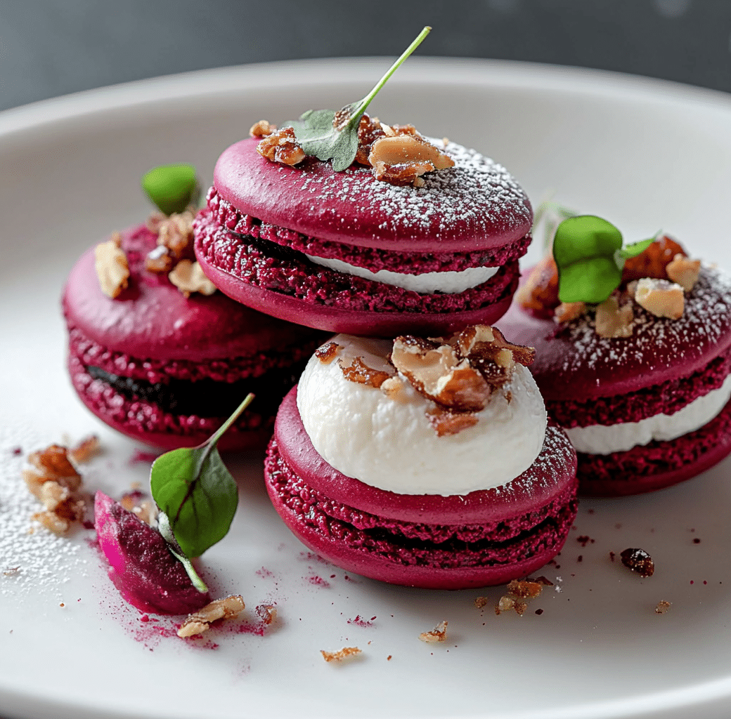 Savory Beet Macarons with Goat Cheese Filling 5 Recipe Introduction Image