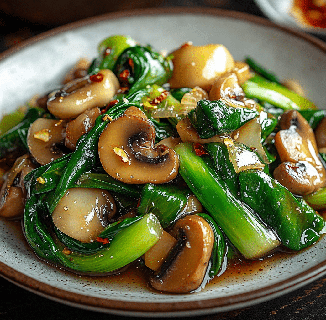 Cooking Process for Garlic Mushroom Bok Choy Stir-Fry